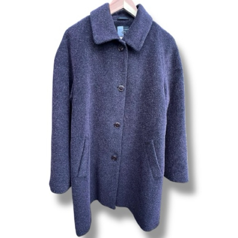 Gallery Wool Mohair Blend Car Coat Dark Purple Button Front 1990s | Size XL
